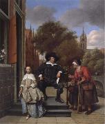 Jan Steen A Delf burgher and his daughter oil painting reproduction